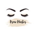 Brows and lashes lettering. For beauty salon, lash extensions maker, brow master. Royalty Free Stock Photo