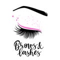 Brows and lashes lettering Royalty Free Stock Photo