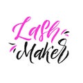 Brows and lashes lettering. Vector illustration of lashes and brows. For beauty salon, lash extensions maker, brow Royalty Free Stock Photo