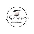 Brows studio logo elements. Brow bar label. Eyebrows. Micro branding. Make up logo