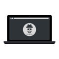 Browse in private Laptop with incognito icon. Web page on laptop