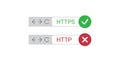 Browser Address Bars Showing Secure and Insecure Web Addresses - Mandatory Secure Browsing, Encoded Transfers and Connections