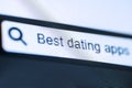 Browser bar with typed Best Dating apps text