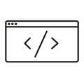 Browser code icon. Web development vector. Coding tag graphic. Website programming illustration. Royalty Free Stock Photo