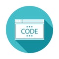 browser coding icon in Flat long shadow style Royalty Free Stock Photo