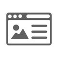 Browser, content, picture, web icon. Gray version