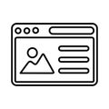 Browser, content, picture, web line icon. outline design