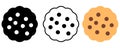 Browser cookie bite biscuit icon set vector