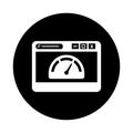 Browser, dashboard, speed, web page icon. Black vector sketch.