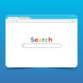 Browser element with search engine interface bar template vector