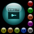 Browser encrypt icons in color illuminated glass buttons