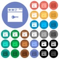 Browser encrypt round flat multi colored icons Royalty Free Stock Photo