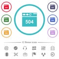 Browser 504 Gateway Timeout flat color icons in circle shape outlines Royalty Free Stock Photo