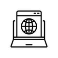 Black line icon for Browser, global and software