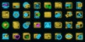 Browser icons set vector neon Royalty Free Stock Photo