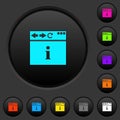 Browser info dark push buttons with color icons