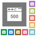 Browser 500 internal server error square flat icons Royalty Free Stock Photo