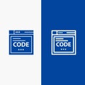 Browser, Internet, Code, Coding Line and Glyph Solid icon Blue banner Royalty Free Stock Photo