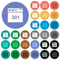 Browser 301 Moved Permanently round flat multi colored icons