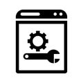 Browser, optimization, setting icon. Black vector graphics Royalty Free Stock Photo