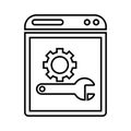 Browser, optimization, setting outline icon. Line art vector Royalty Free Stock Photo