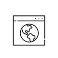 Browser page with detailed Earth globe. Accessibility of information across the world. Editable stroke icon Royalty Free Stock Photo