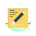 Browser, Pencil, Text, Education Abstract Flat Color Icon Template