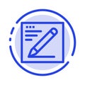 Browser, Pencil, Text, Education Blue Dotted Line Line Icon