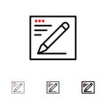 Browser, Pencil, Text, Education Bold and thin black line icon set