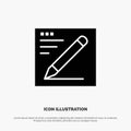 Browser, Pencil, Text, Education Solid Black Glyph Icon