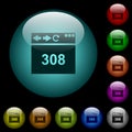 Browser 308 Permanent Redirect icons in color illuminated glass buttons