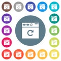 Browser reload flat white icons on round color backgrounds