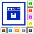 Browser save flat framed icons