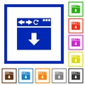 Browser scroll down flat framed icons