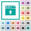 Browser scroll up flat color icons with quadrant frames