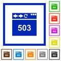 Browser 503 Service Unavailable flat framed icons Royalty Free Stock Photo