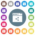 Browser share flat white icons on round color backgrounds Royalty Free Stock Photo