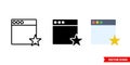 Browser star, favorites icon of 3 types. Isolated vector sign symbol.