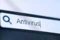 Browser tab with typed Antivirus word Royalty Free Stock Photo