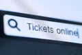 Browser tab with typed Tickets online text