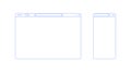 Browser template outline with blank place for website and mobile app. Internet page concept for desktop and smartphone