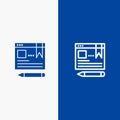 Browser, Text, Pen, Education Line and Glyph Solid icon Blue banner Royalty Free Stock Photo
