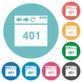 Browser 401 Unauthorized flat round icons