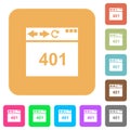 Browser 401 Unauthorized rounded square flat icons