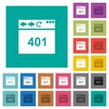 Browser 401 Unauthorized square flat multi colored icons