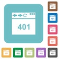 Browser 401 Unauthorized rounded square flat icons Royalty Free Stock Photo