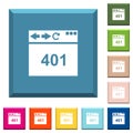 Browser 401 Unauthorized white icons on edged square buttons