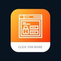 Browser, Web, Lock, Code Mobile App Button. Android and IOS Line Version Royalty Free Stock Photo