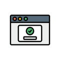Browser, web site, check mark, password icon. Simple color with outline vector elements of internet explorer icons for ui and ux, Royalty Free Stock Photo