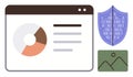 Data Security and Visualization Concept with Chart, Shield, and Image Elements Royalty Free Stock Photo
